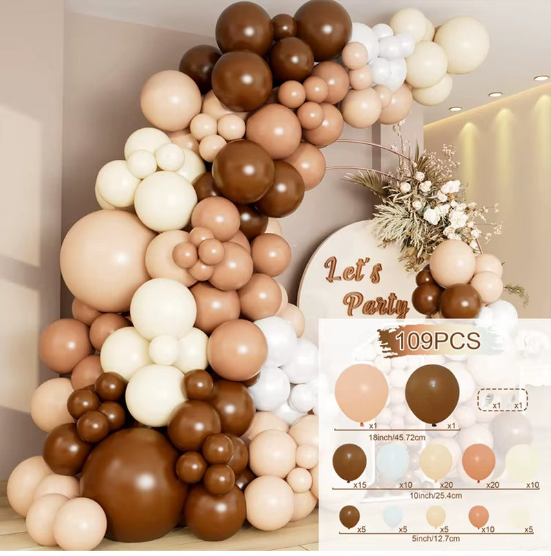 109 PCS Brown Balloons Garland Arch Kit Decor