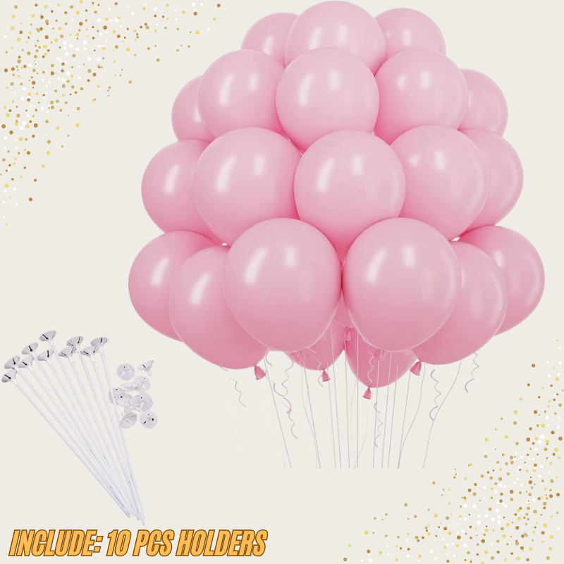 50 PCS  Latex Balloons 12" with 10 PCS Balloon holders