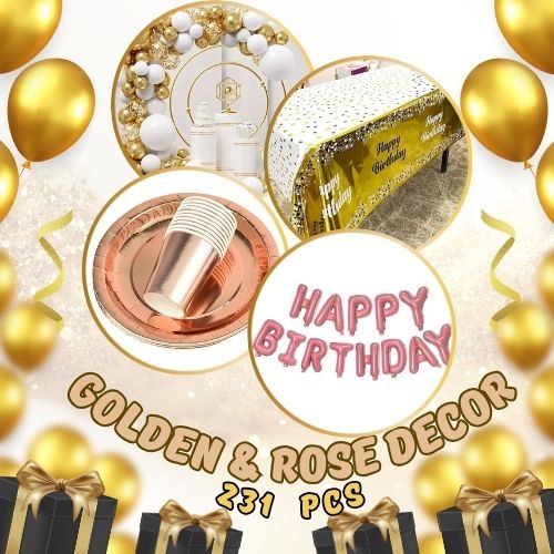 231 PCS Goldern & Rose Complete Decor Set