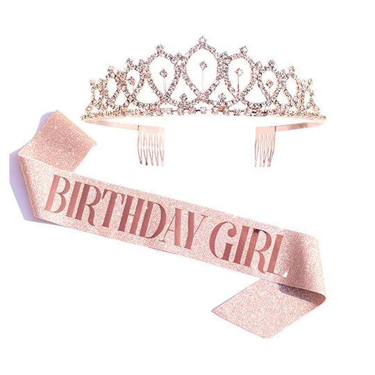 2 PACK Bling Rhinestone Crystal Crown for Birthday Girl