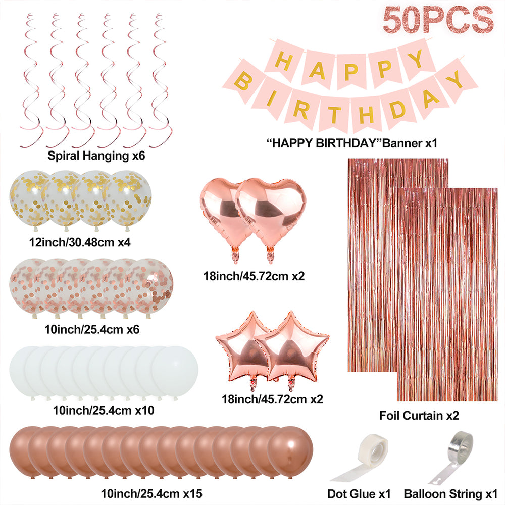 55PCS RoseGold Complete Balloon Set Decor for Birthday