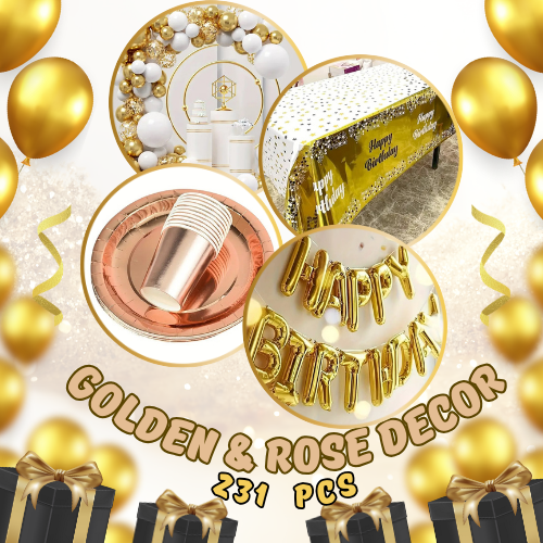 231 PCS Goldern & Rose Complete Decor Set