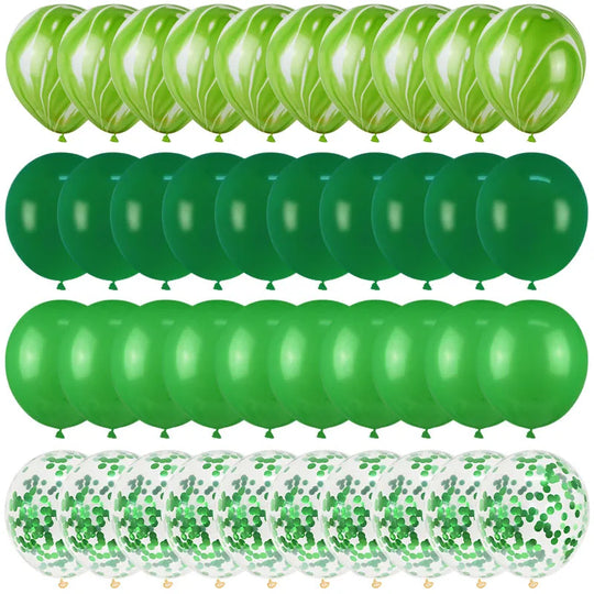 40Pcs Green Metallic Balloons Set with Confetti 