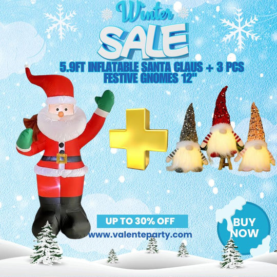 5.9Ft Inflatable  Santa Claus +  3PCS  Festive Gnome