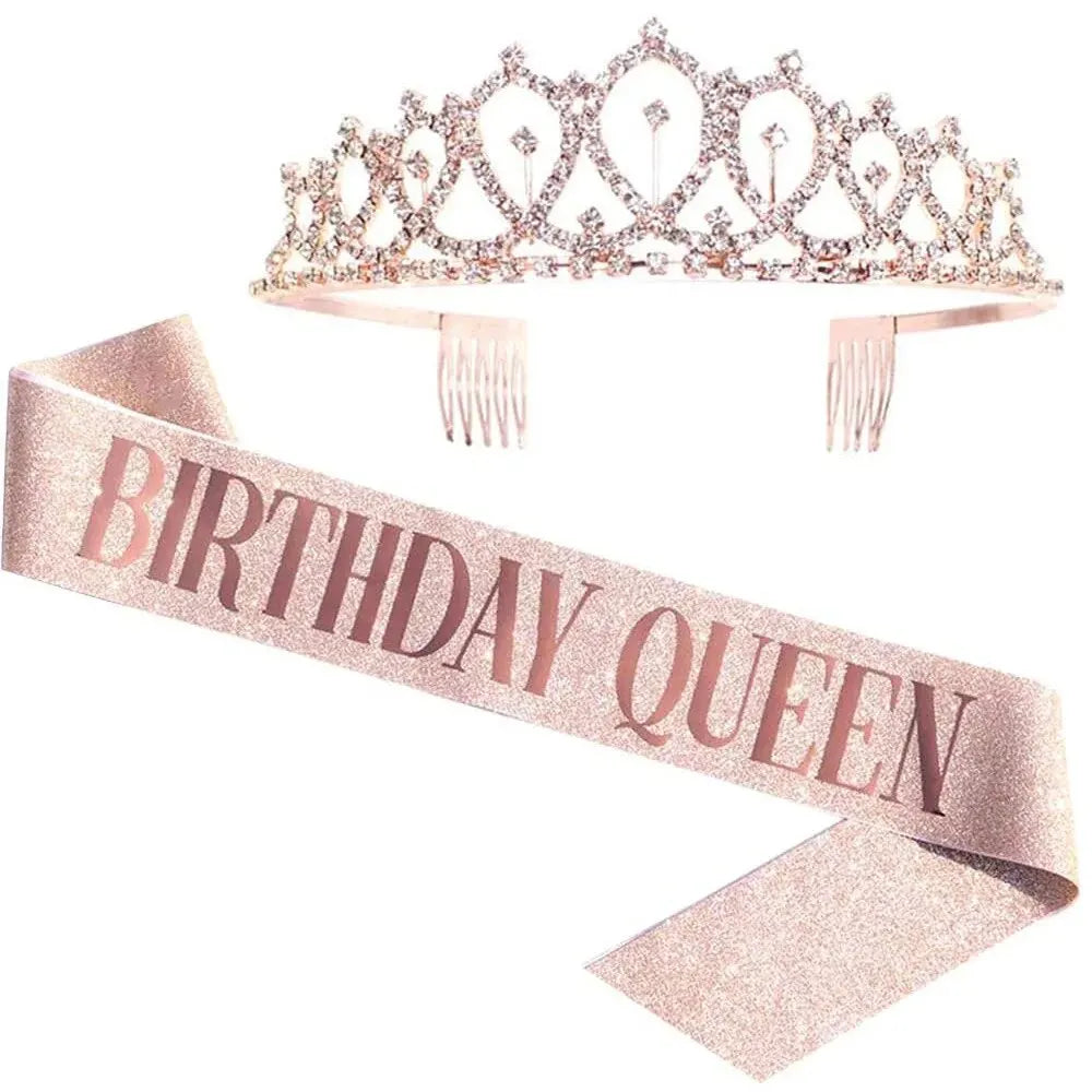 2 PACK Bling Rhinestone Crystal Crown for Birthday Girl