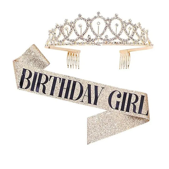 2 PACK Bling Rhinestone Crystal Crown for Birthday Girl