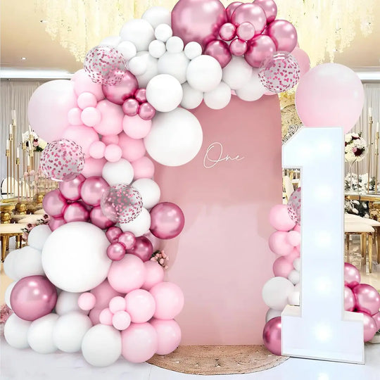 102 PCS Pink White Balloon Garland Arch Decor Set