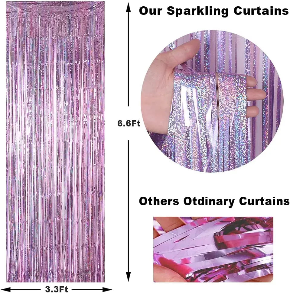 2M Party Backdrop Foil Curtains for Birthday Wedding Decor