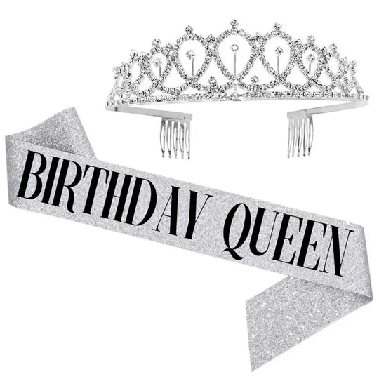 2 PACK Bling Rhinestone Crystal Crown for Birthday Girl