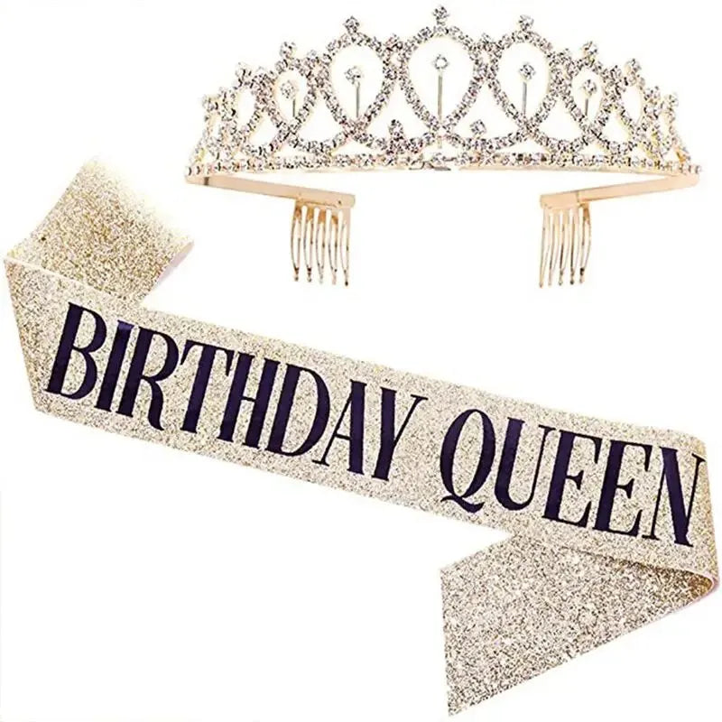 2 PACK Bling Rhinestone Crystal Crown for Birthday Girl