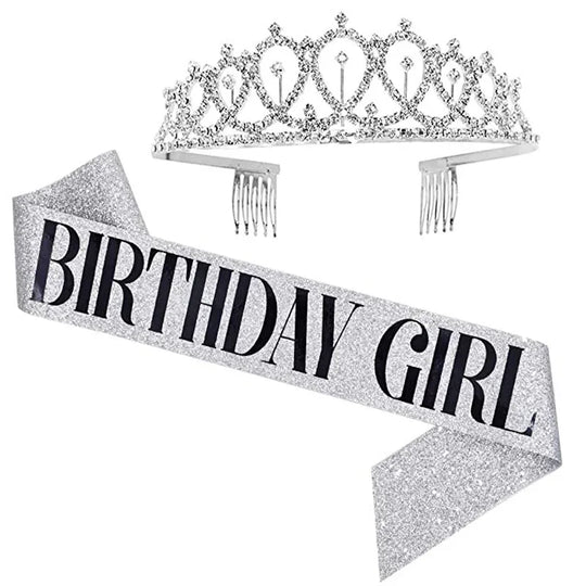 2 PACK Bling Rhinestone Crystal Crown for Birthday Girl