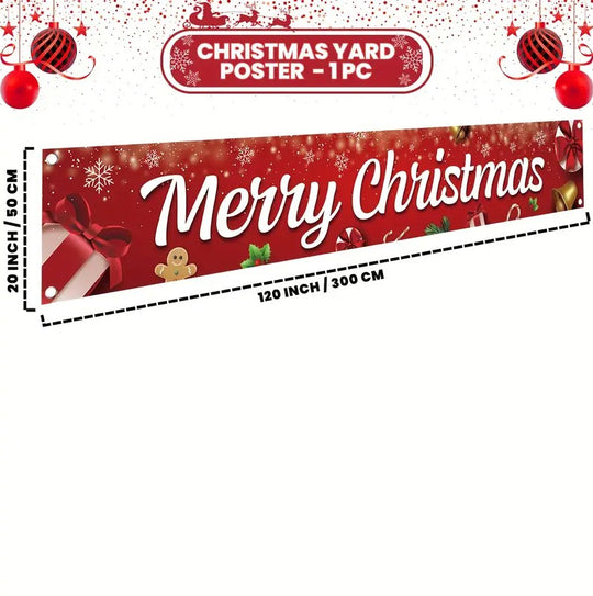 1pc  Christmas Banner Outdoor Décor - 120x20 Inch