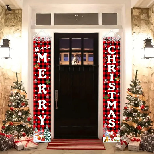 Christmas Porch Banner Set Door Decor 70.8" x 11.8"