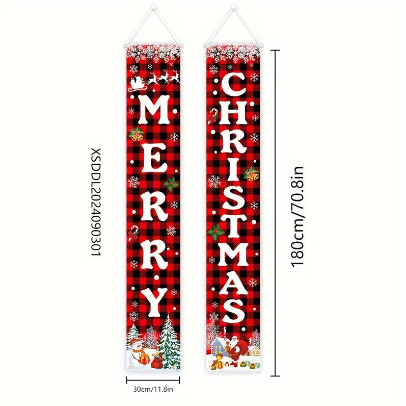 Christmas Porch Banner Set Door Decor 70.8" x 11.8"