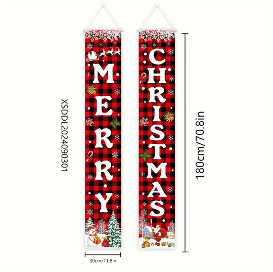 Christmas Porch Banner Set Door Decor 70.8" x 11.8"