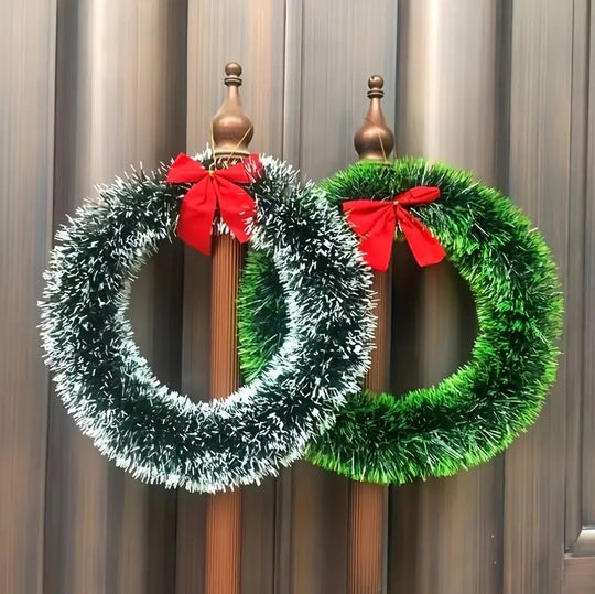 6pcs Christmas Wreaths 12" with Red Bows