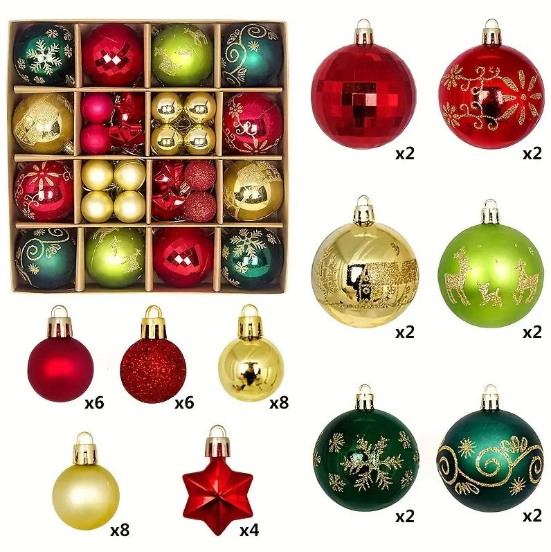 44PCS Colorful Christmas Tree Balls