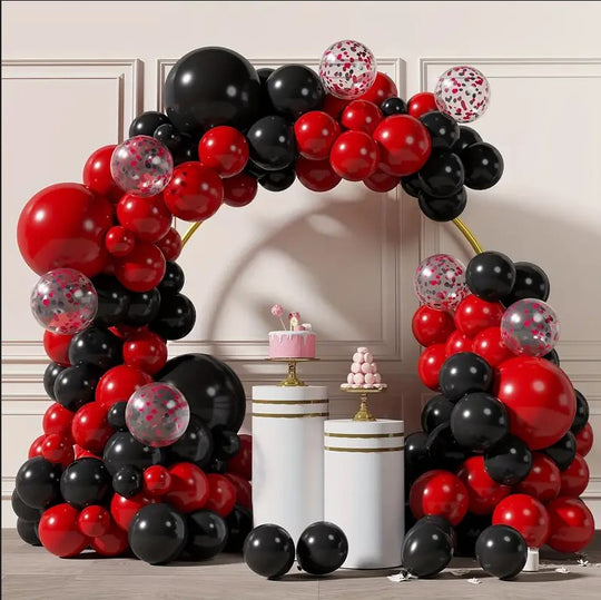 101 Pack Black & Red Balloons Arch Decor