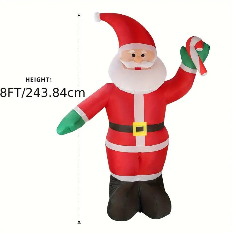 8FT Christmas Inflatable Santa with LED Lights + 2 PCS Plush Gnomes 9.5" + “2025" balloon