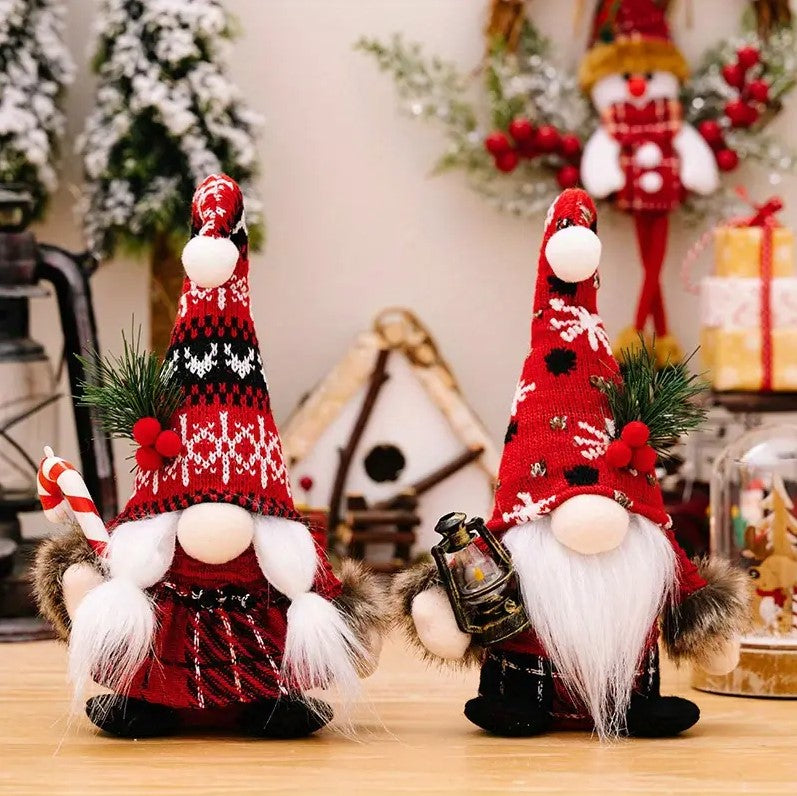 8FT Christmas Inflatable Santa with LED Lights + 2 PCS Plush Gnomes 9.5" + “2025" balloon