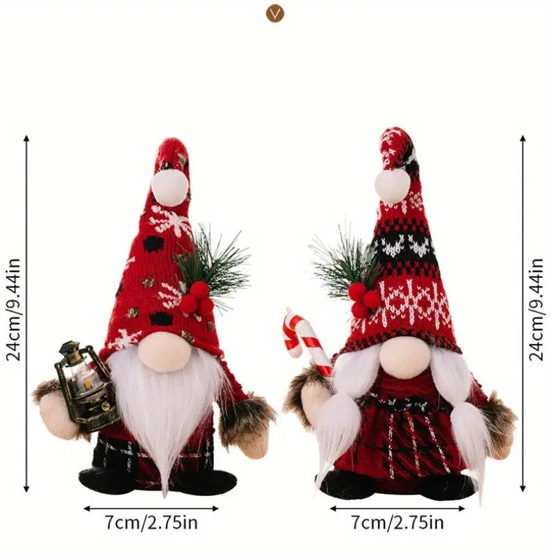 8FT Christmas Inflatable Santa with LED Lights + 2 PCS Plush Gnomes 9.5" + “2025" balloon