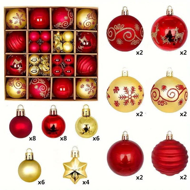 44PCS Colorful Christmas Tree Balls