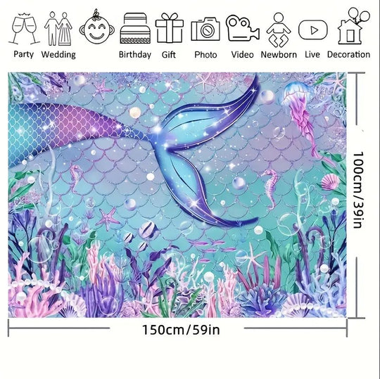 Underwater Mermaid Birthday Banner