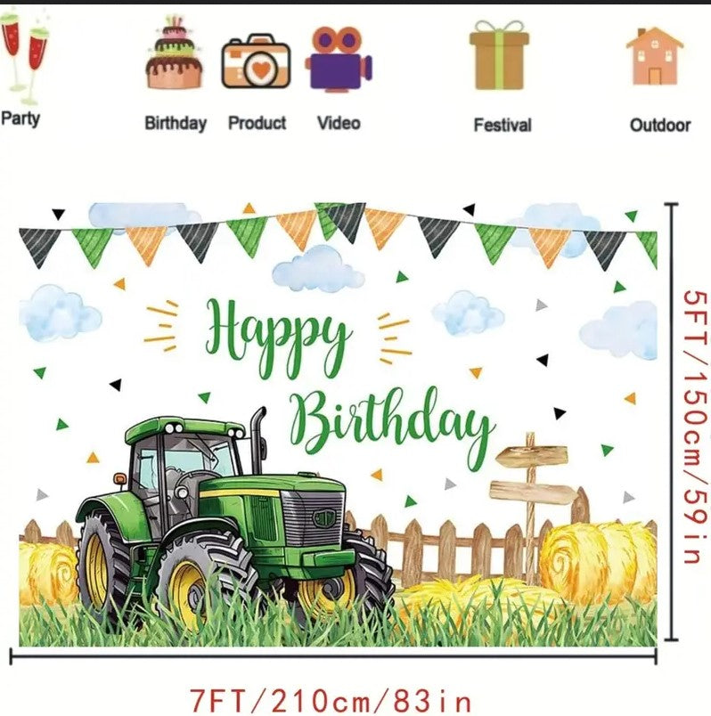 Farm Tractor Birthday Banner