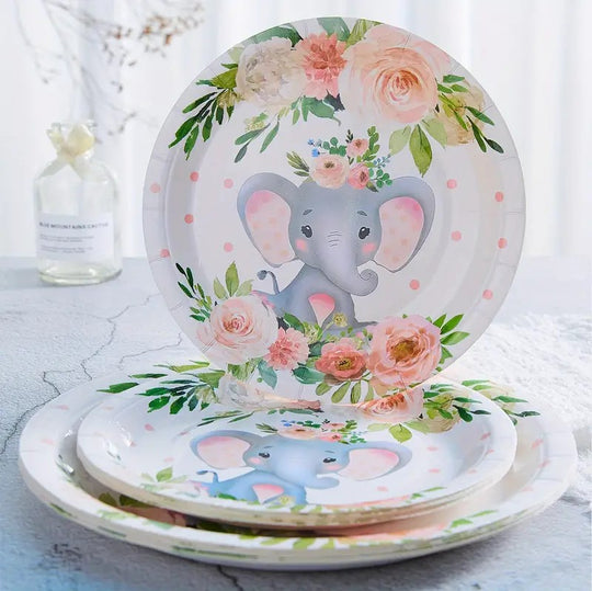 Festive Elephant-Themed Party Supplies: 96 Pieces