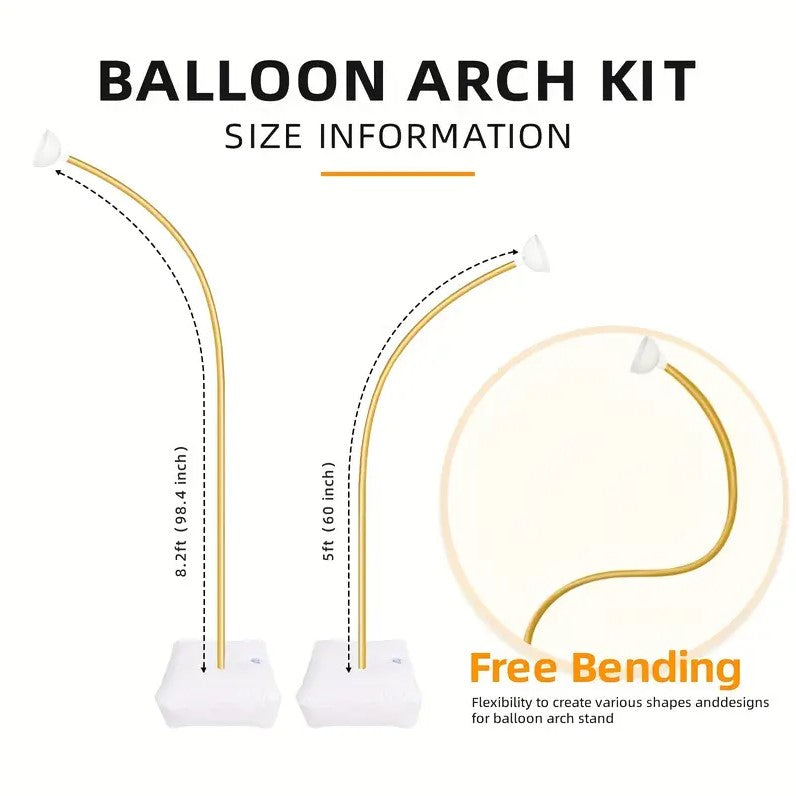 2 PAck Golden Balloon Arch Flexible Stands - 8ft & 5ft