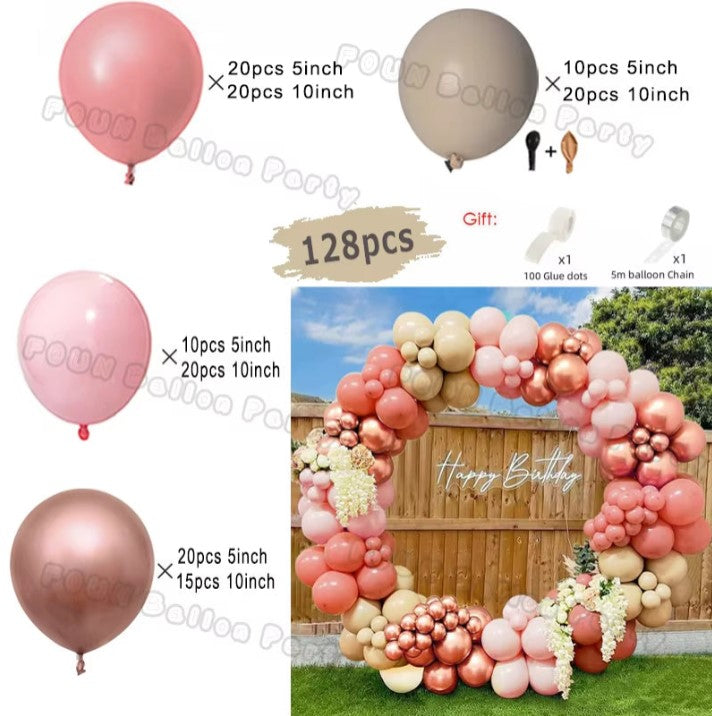 128 PCS Retro Pink Balloons Arch Decor