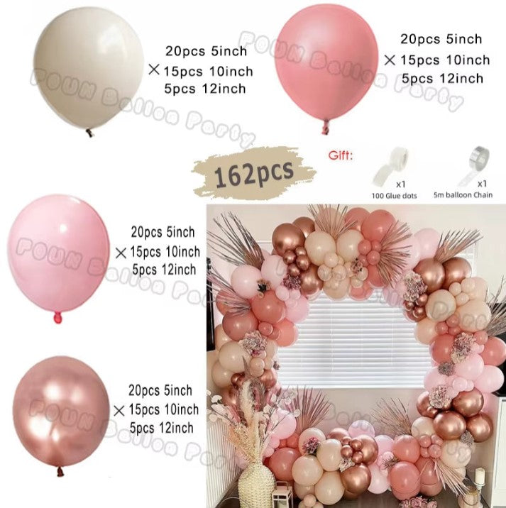 162 PCS Retro Pink Balloons Arch Decor