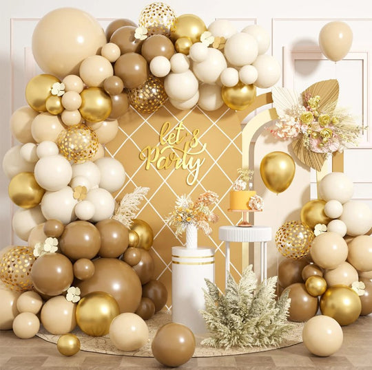 109 PCS Elegant White Gold Balloon Garland Arch Kit