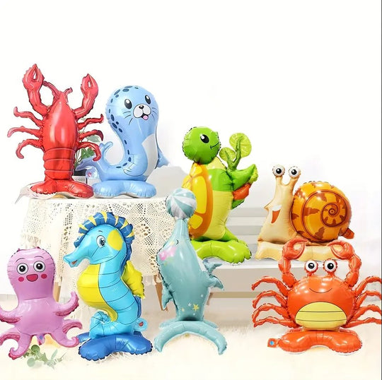 8pcs Aesthetic Sea Animal Aluminum Film Balloons