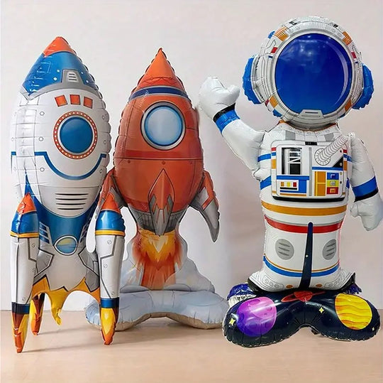 3pcs Cartoon Rocket Astronaut Balloons