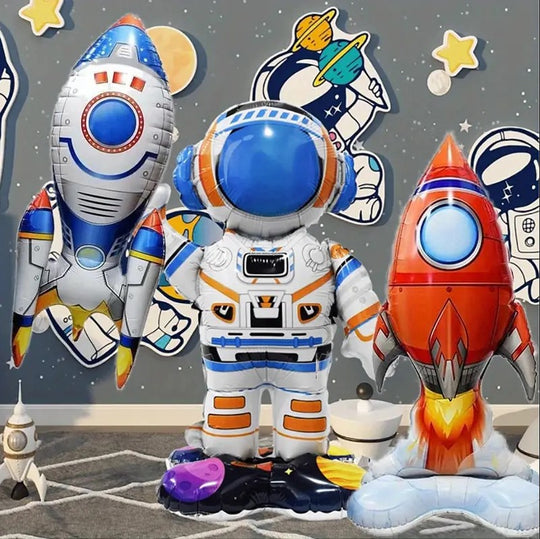 3pcs Cartoon Rocket Astronaut Balloons