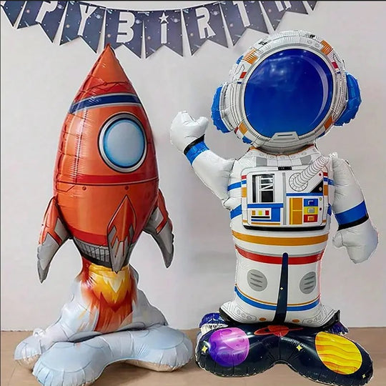 3pcs Cartoon Rocket Astronaut Balloons