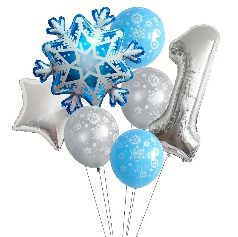 Winter Snowflake Number Balloon Birthday Party Decoration