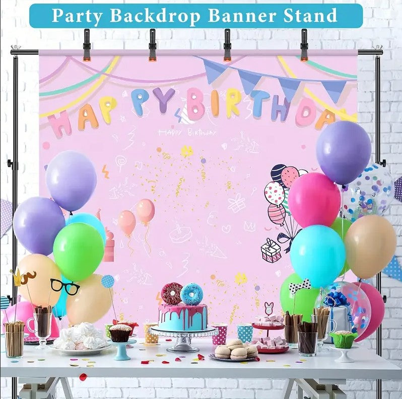 Adjustable metal Background Stand 10x7ft with 4 Clamps, for Balloons, Baby shower, Birthday