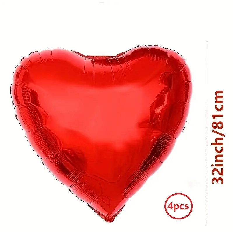 4pcs Large Red Heart Balloons Romantic Decoration