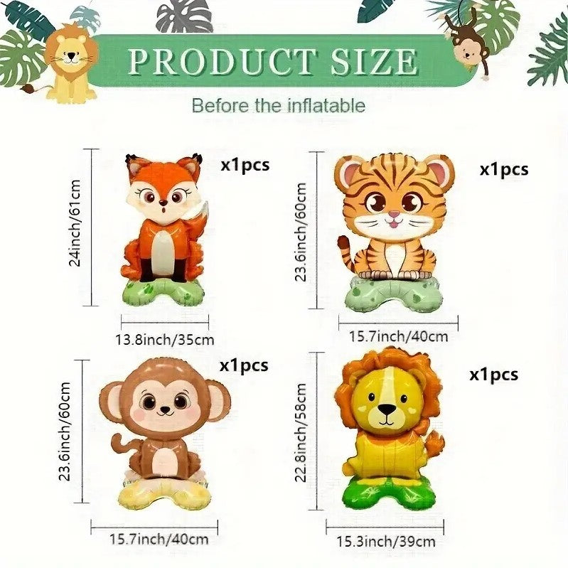 4 pcs Jungle Animal Balloon Set