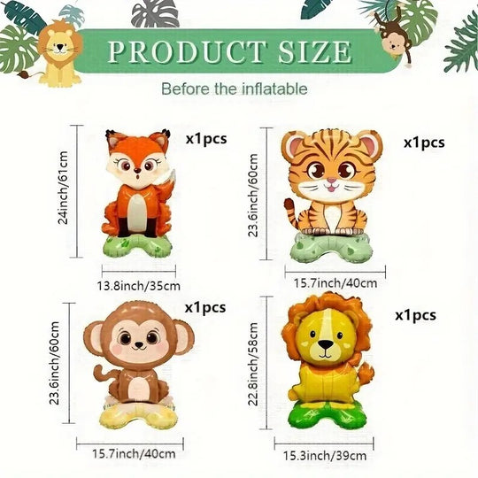 4 pcs Jungle Animal Balloon Set