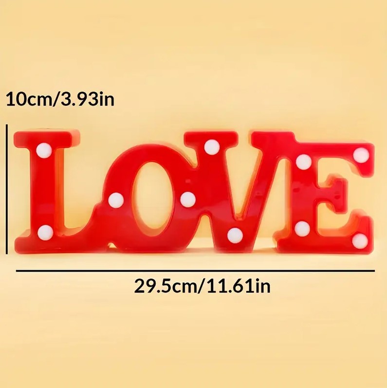 LED Light Sign Love for Birthday, Valentines'Day Decor 11.6"