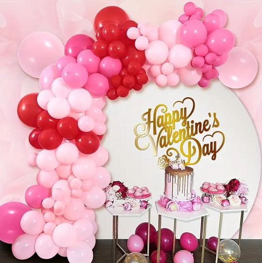 120 PCS Lush Pink & Red Latex  Balloon Garland Arch for Valentines'day, Birthday