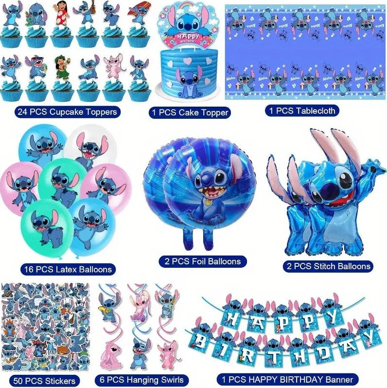 103 PCS Stitch Disney Birthday Party Decoration Complete Set