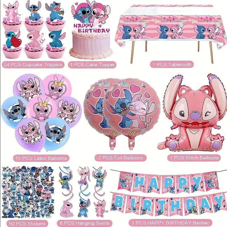 101 PCS Stitch Disney Birthday Party Decoration Complete Set For Girl