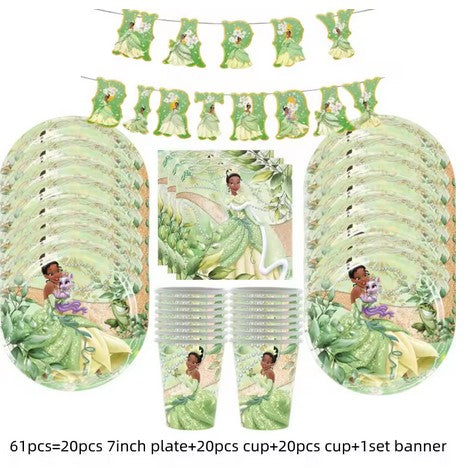 81 PCS  Tiana Princess and Frog Disney Theme Complete Set Birthday Decor