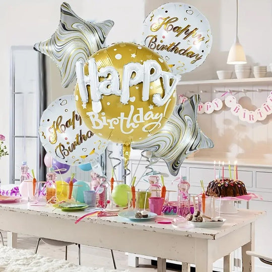 5pcs, Happy Birthday Balloon Set