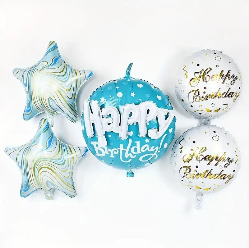 5pcs, Happy Birthday Balloon Set