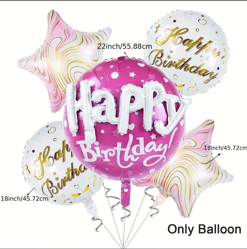 5pcs, Happy Birthday Balloon Set